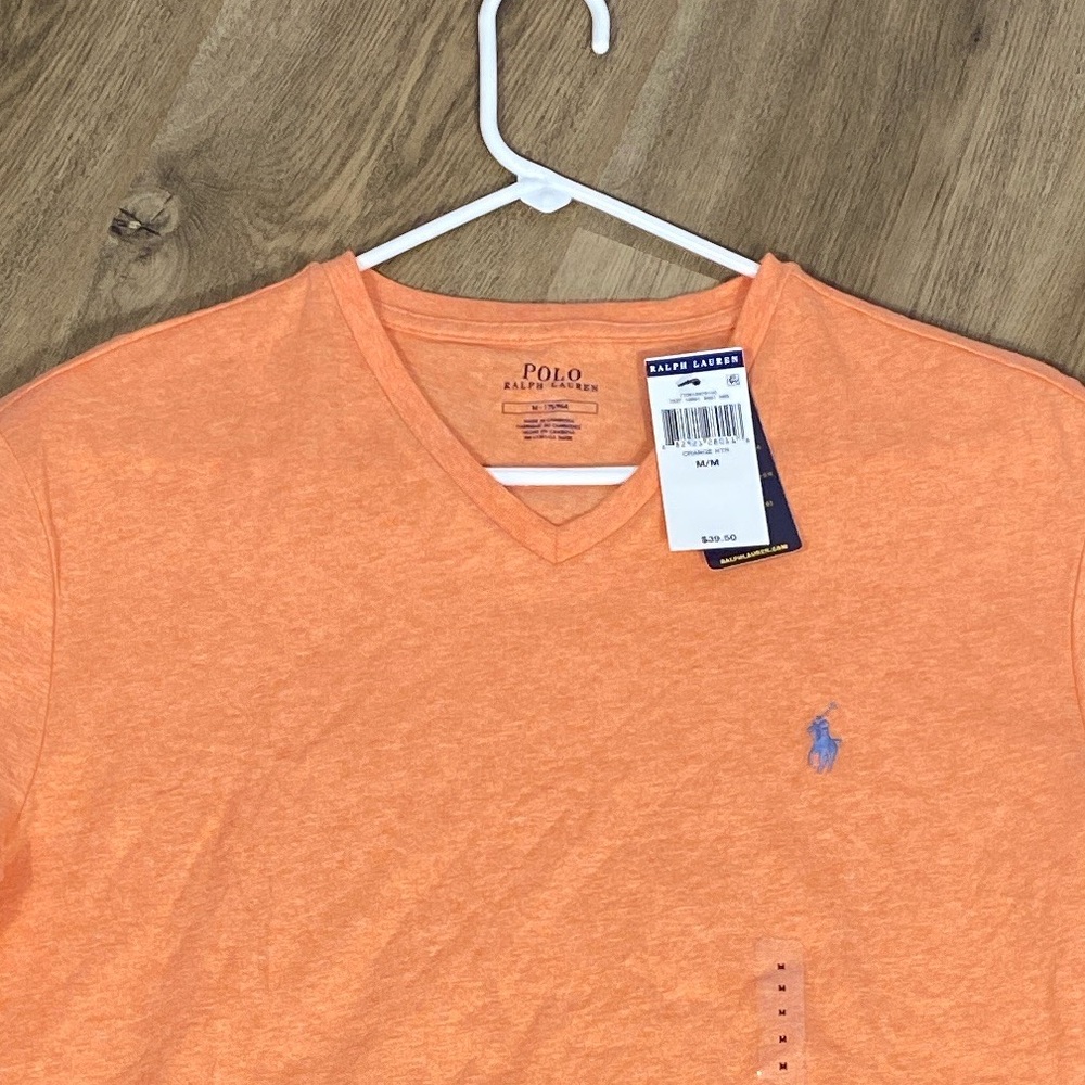 Polo Ralph Lauren Pompano Orange V-Neck Cotton Tee size Medium NWT - Picture 3 of 11